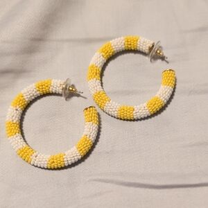 J. Crew Yellow and White Beaded Earrings